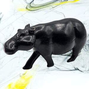 Vintage Ironwood Hippo Figurine African Wood Carving